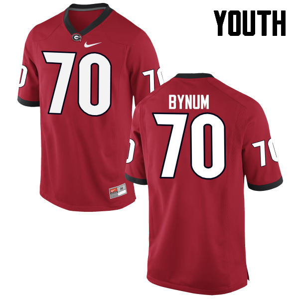 Georgia Bulldogs Youth Aulden Bynum #70 Red Stitched College UGA Football Jersey 23CP012FE